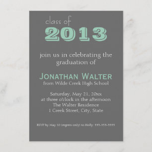 Grey and Emerald Text Graduation Invitation