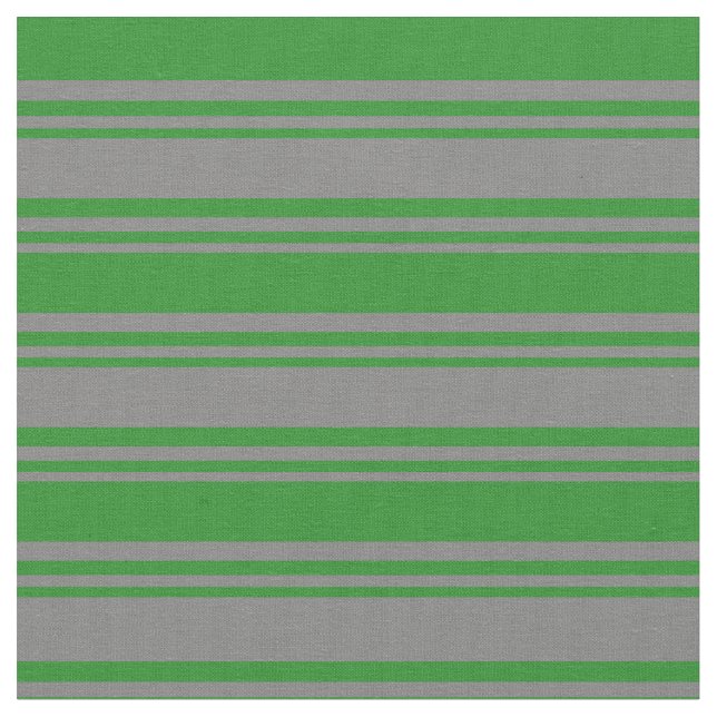 Grey and Forest Green Stripes Fabric (Close Up)