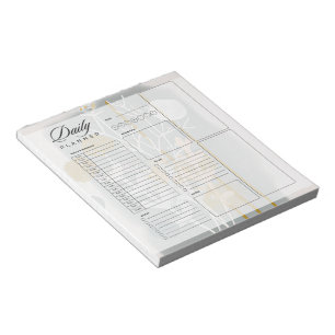 Grey and gold abstract botanical daily planner notepad