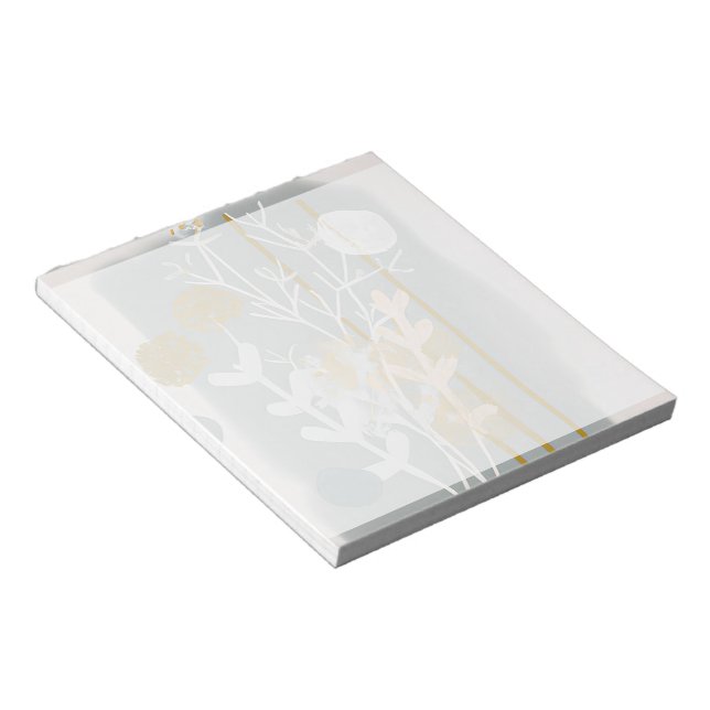 Grey and gold abstract botanical minimalist art  notepad (Angled)