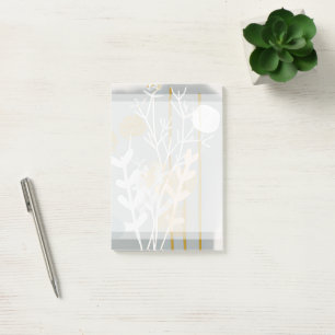 Grey and gold abstract botanical minimalist art post-it notes