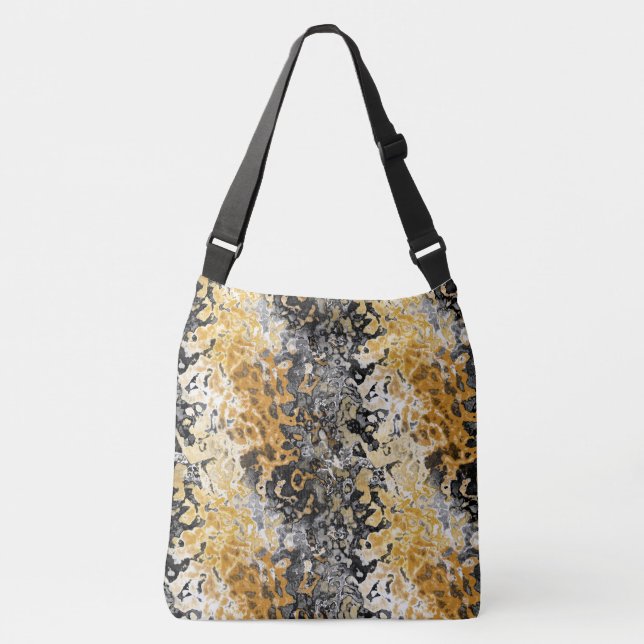 Grey and Gold Abstract Crossbody Bag (Front)