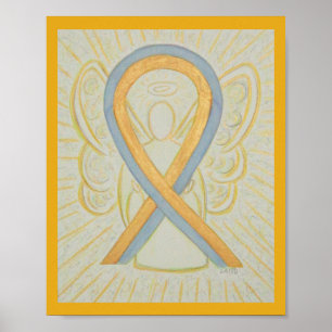 Grey and Gold Awareness Ribbon Angel Poster