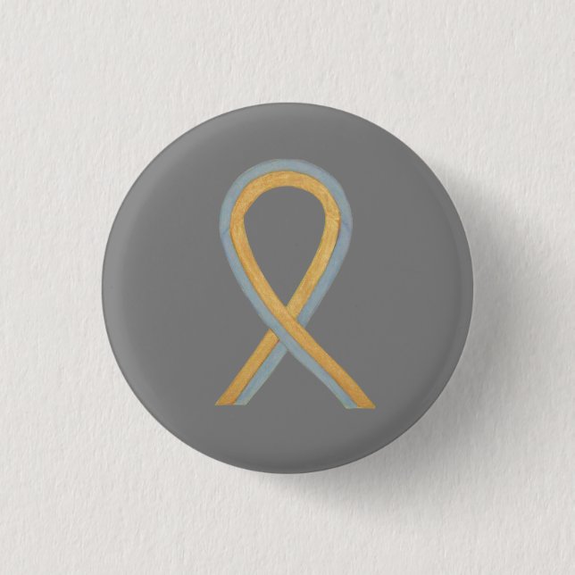 Grey and Gold Awareness Ribbon Custom Button Pins (Front)