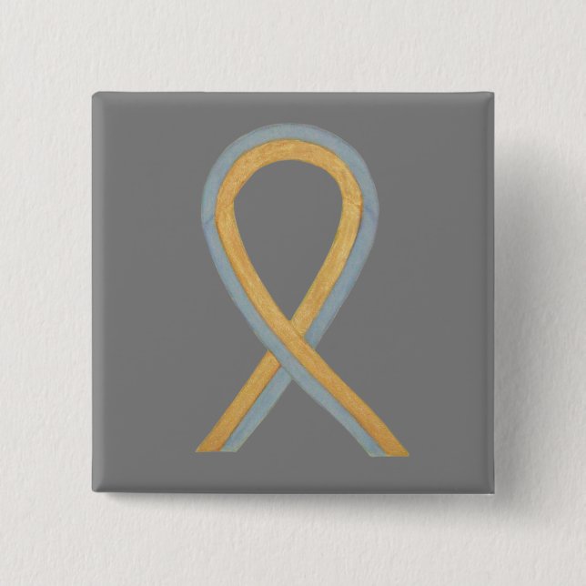 Grey and Gold Awareness Ribbon Custom Button Pins (Front)