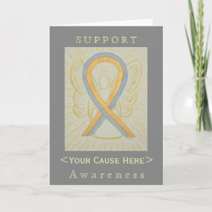 Grey and Gold Awareness Ribbon Customised Card