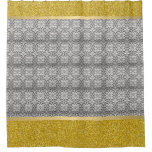 Grey and Gold Elegant Abstract Shower Curtain