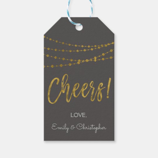 Grey and Gold Foil Cheers Gift Tag