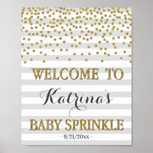 Grey and Gold Gender Neutral Baby Sprinkle Welcome Poster