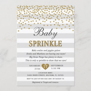 Grey and Gold Gender Neutral Reveal Baby Sprinkle Invitation