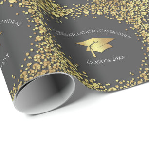 Grey and Gold Graduation Wrapping Paper