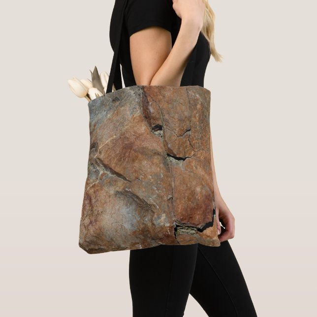 Grey And Gold Granite Rock Nature Tote Bag (Close Up)