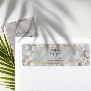 Grey and Gold Marble Agate Elegant Return Address