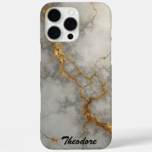 Grey and Gold Marble iPhone 16 Pro Max Case