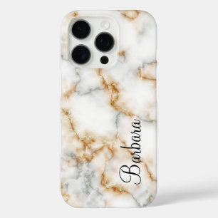 Grey And Gold Marble Personalise iPhone 16 Pro Case