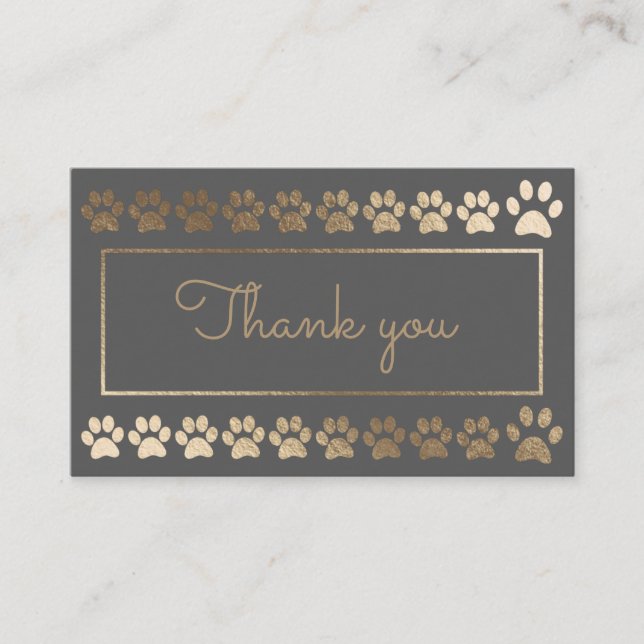 Grey And Gold Paw Print Dog Walker Loyalty Card (Front)