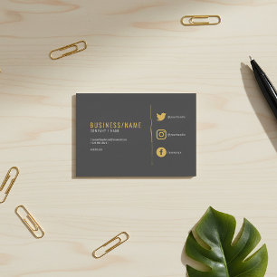 Grey and gold social media business card. busines business card