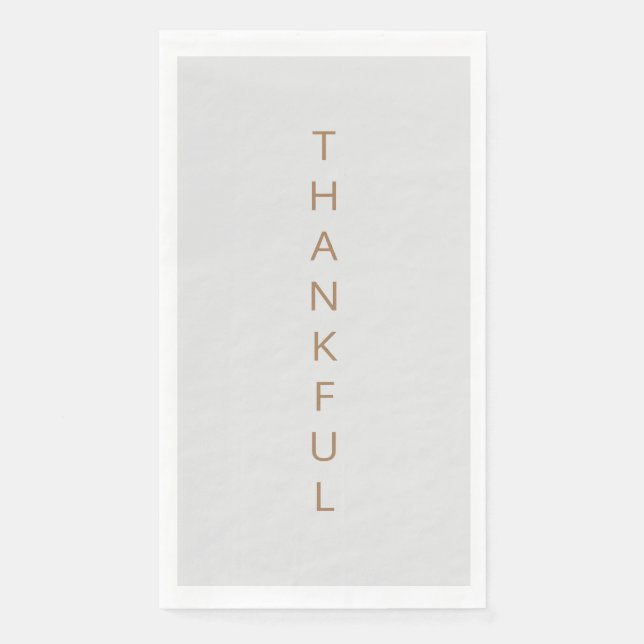 Grey and Gold Thankful Napkin (Front)