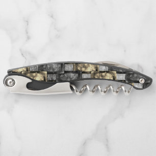 Grey and golden stain, carved rectangular pieces corkscrew