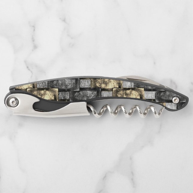 Grey and golden stain, carved rectangular pieces corkscrew (Front)