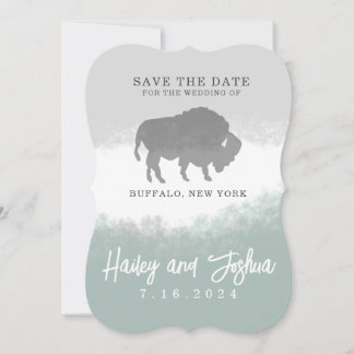 Grey and Green Buffalo Save the Date Invitation