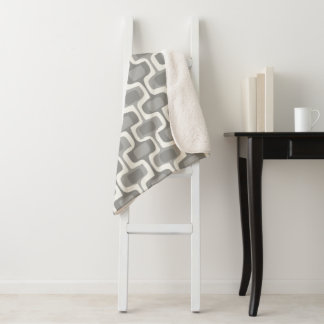Grey and Ivory Abstract Modern Random Dot Pattern Sherpa Blanket