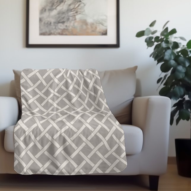 Grey and Ivory Lattice | Modern Farmhouse Sherpa Blanket (Creator Uploaded)