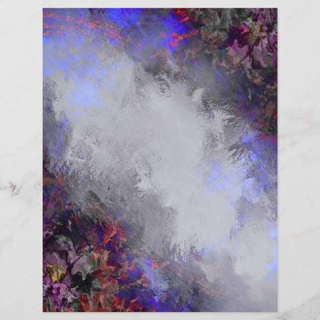 Grey and Lavender Grunge Frame Scrapbook Paper (Front)