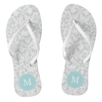 Grey and Light Blue Damask Pattern Monogrammed