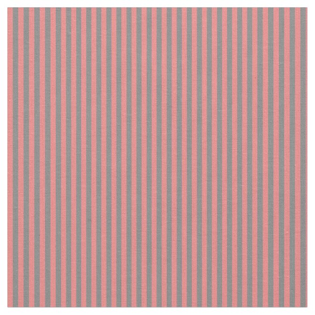 Grey and Light Coral Coloured Stripes Fabric (Close Up)