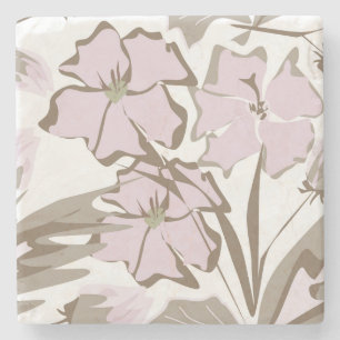 Grey and lilac flowers. stone coaster