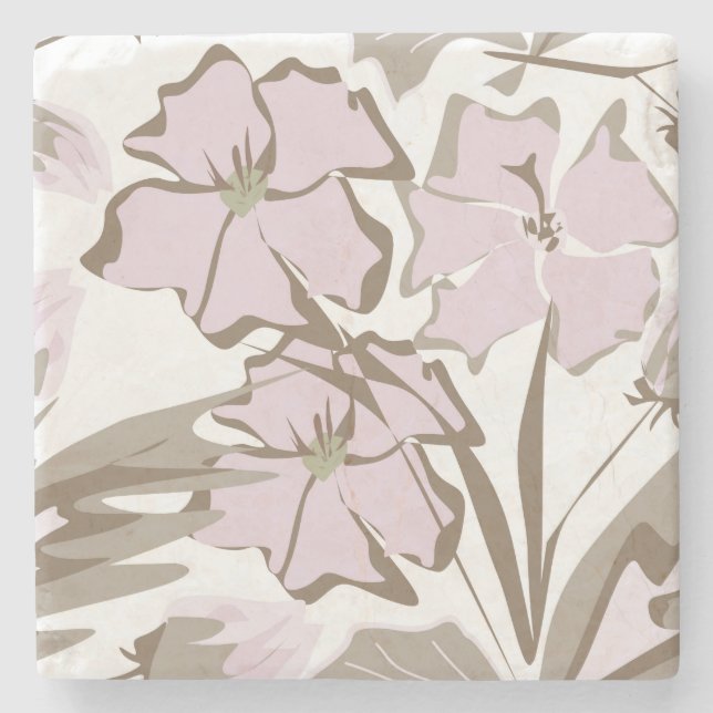 Grey and lilac flowers. stone coaster (Front)