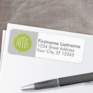 Grey and Lime Chevrons with Custom Monogram