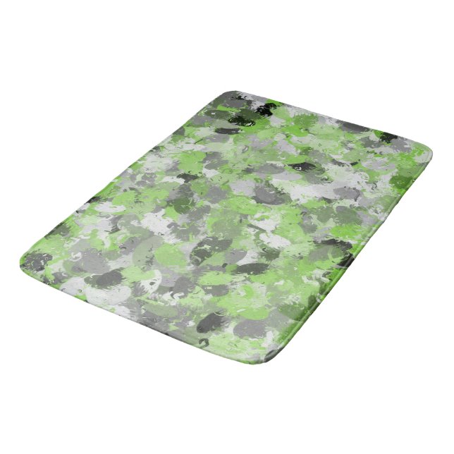 Grey and Lime Green Paintballs  Bath Mat (Angled)
