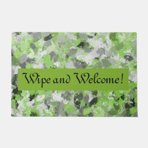 Grey and Lime Green Paintballs   Doormat