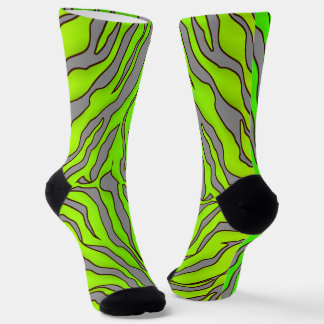Grey And Lime Tiger Stripes Animal Print 1 Socks