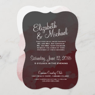 Grey and Maroon Wedding Invitation