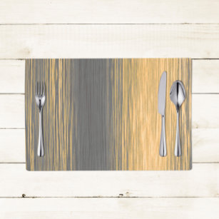 Grey and Muted Yellow Abstract Blended Lines Placemat