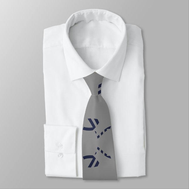 Grey and Navy Blue Clean Lines Tie (Tied)