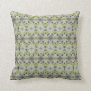 Grey And Olive Green Floral Cushion