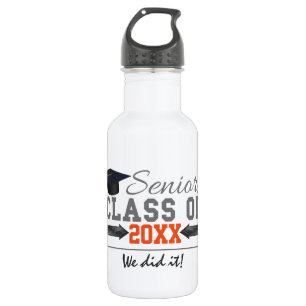 Grey and Orange Graduation Gear 532 Ml Water Bottle