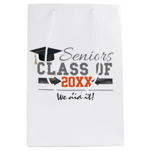 Grey and Orange Graduation Gear Medium Gift Bag
