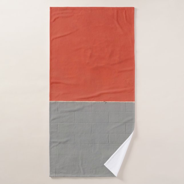 Grey and orange painted wall bath towel (Bath Towel)