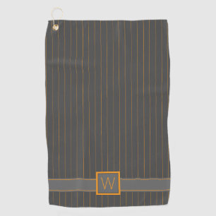 Grey and Orange Pinstripes Golf Towel