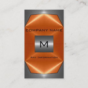 Grey and Orange Stainless Steel Metal Business Card