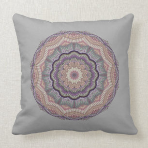 Grey And Peach Knit-like Round Cushion