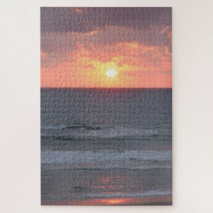 Grey and Peach Sunrise on Florida Beach Jigsaw Puzzle
