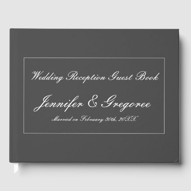 Grey and Personalised Marriage Guest Book (Front)