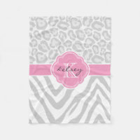 Grey and Pink Animal Print Custom Monogram