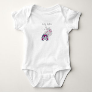 Grey and pink basketball & sneakers baby bodysuit